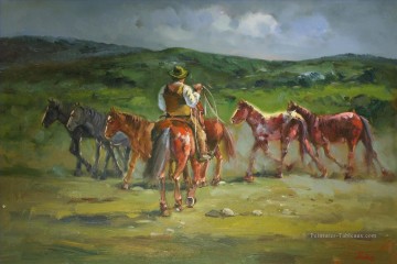 Cow Boy Horse Roundup Peinture à l'huile
